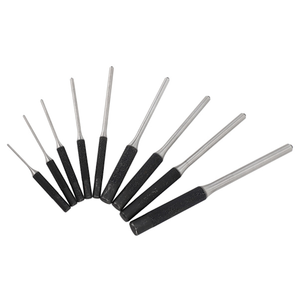 9 st Roll Pin Punch Set Härdat stål Ta bort Pin Punch Tool med röd förvaringspåse för klocka Reparation Smycken Craft