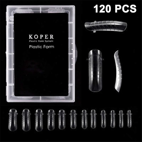 120 stk Nail Extension Gel Dual Forms Clear Full Cover Dual Forms