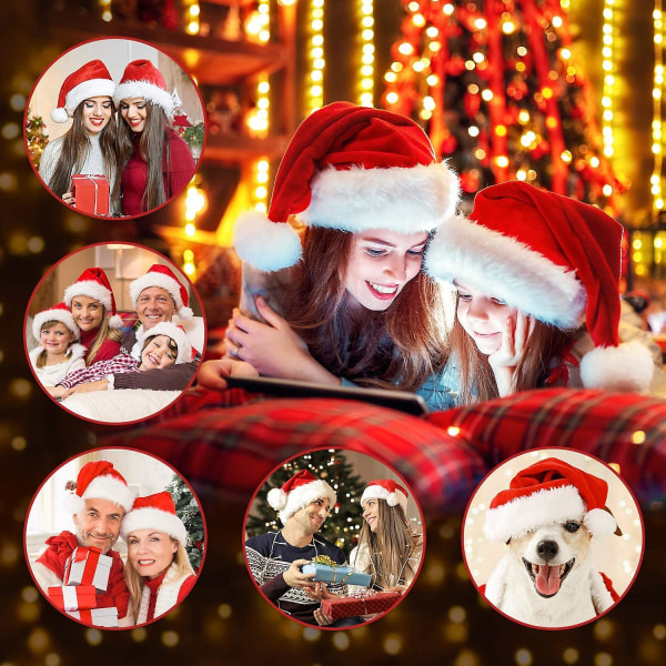 Julehue,nissehue,juleferiehat til voksne,unisex fløjl Klassisk nissehue til jul nytår Festartikler til festen