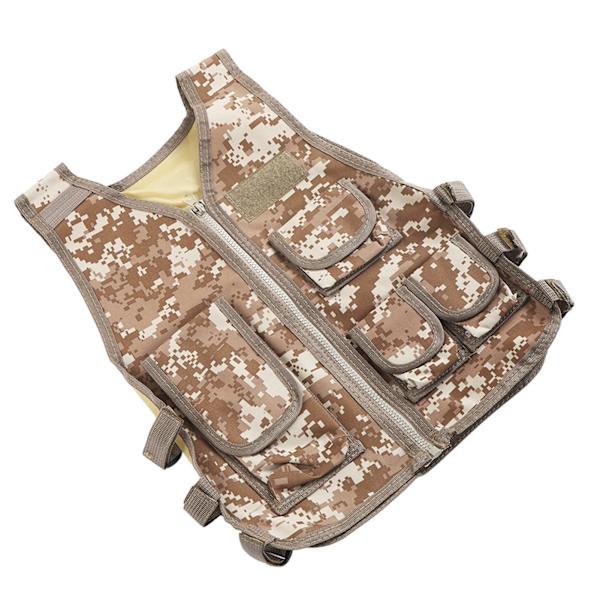 Lasten Combat-liivi Oxford-kankaasta, säädettävä vyötärö, useita taskuja, lasten liivi vaellukseen, vuorikiipeilyyn, naamiointi L