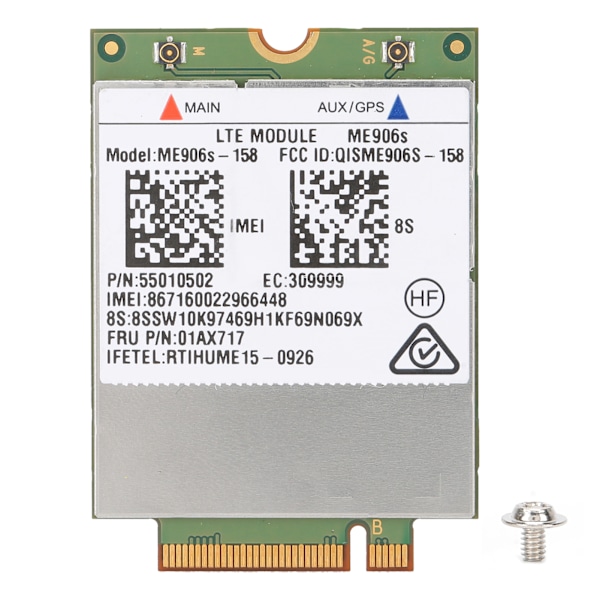 LTE-moduuli Lenovo ThinkPad/Huawei ME906S‑158 WWAN 4G -mobiililaajakaistakortille FRU 01AX717