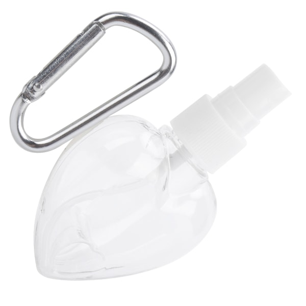 Rejse tom sprayflaske med nøglering 50ml transparent hjerteformet plastikbeholder (Hvid spraydüse)