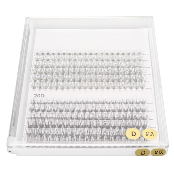 240 st Faux Lash Extensions Set 12 rader Varierade längder Platta rötter Avsmalnande ändar Blandade individuella lösögonfransar