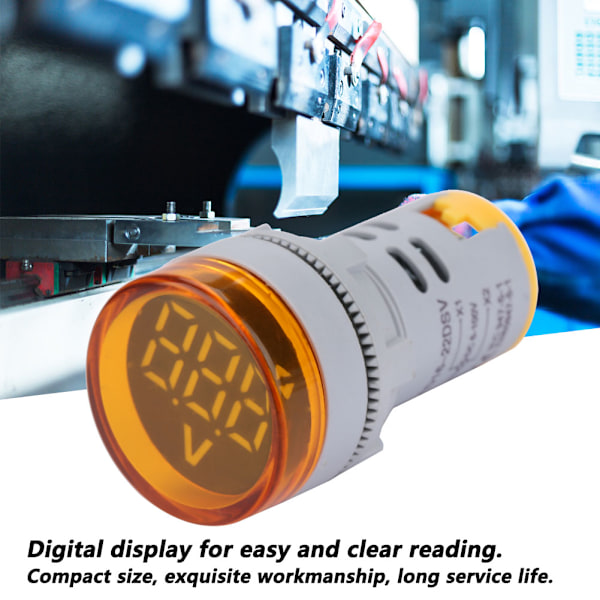 LED Voltmeter Signalljus Digital Display DC Spänningsmätare Indikator Rund Lamp Tester (Gul)