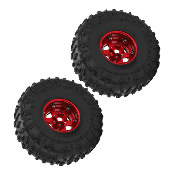 2 stk. 1,9 tommer hjulfælgssæt Metalfælge gummidækssæt til Axial SCX10 1/10 RC Crawler CarRød og Sort