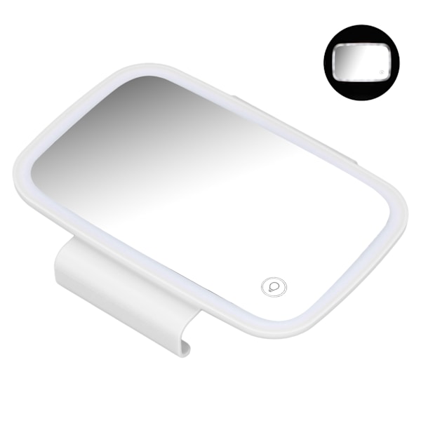 Bil Solskydd Sminkspegel Surround LED-lampor Pekskärm Plug and Play med infällbar baksida ClipWhite