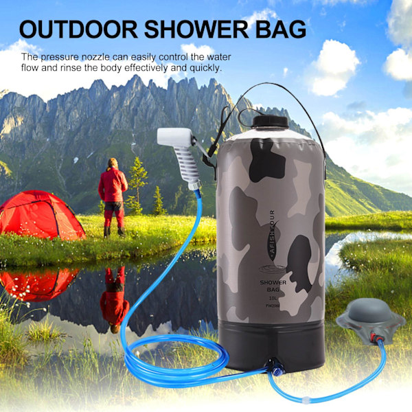 10L Camping Duschväska Utomhus Duschväska PVC Bärbar Solar Duschväska Camping Vattenförvaringsväska