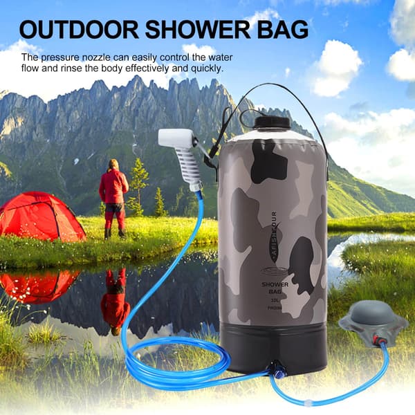 10L Campingbruserpose Udendørs Bruserpose PVC Bærbar Solbruserpose Camping Vandopbevaringspose