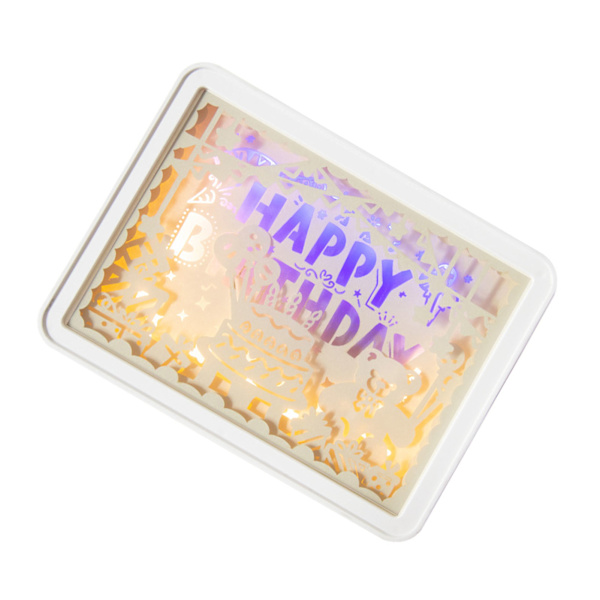 Papercut Light Box Mjukt Varmt Ljus Romantisk USB Batteridriven 3D Pappersskulpturlampa för Sovrum Kontor Fest Typ 4 (Manuell Brytare)