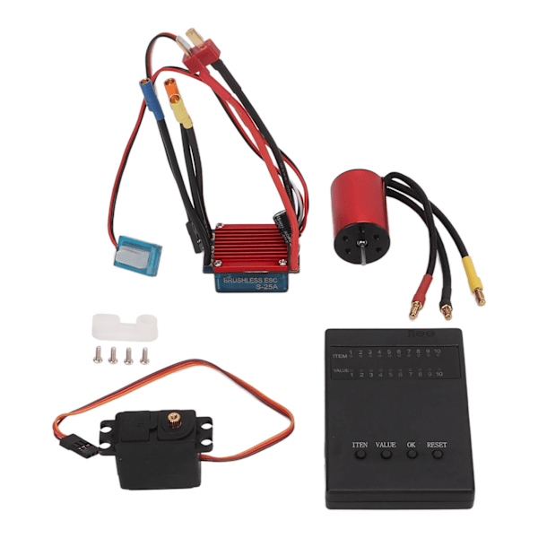 S2435 25A Børsteløs ESC med Programmeringskort 4500kv Børsteløs Motor 2,2kg Metall Styringsservo for 1/16 1/18 RC Bil Lastebil