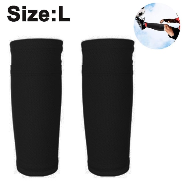 1 par Fotball-Shin Guard-sokk, benstøtte, leggermer black L