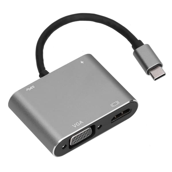 【NX】Dokkingstasjon 4 i 1 Multi Port High-Definition Multimedia Interface Adapter Konverter Kompatibel med dataoverføring