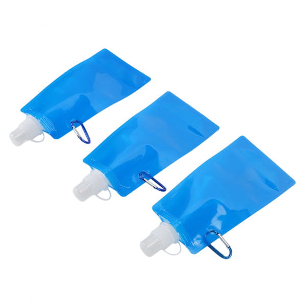 【NX】3-pack 480 ml hopfällbara vattenflaskor bärbara ultralätta hopfällbara dricksflaskor med anslutningskrok