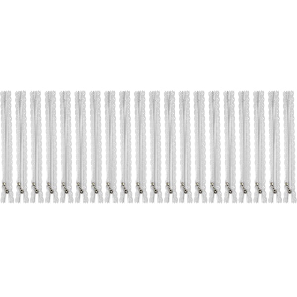 20 st 20 cm DIY Nylon Spets Dragkedjor Spiral Blomma Dragkedja för Sömnad Bröllopsklänning Hantverk Vit