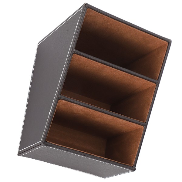 Skrivbord Förvaringslåda i Konstläder, Organizer för Kontorsmaterial, Multifunktionell, Kaffefärg, 3 Fack
