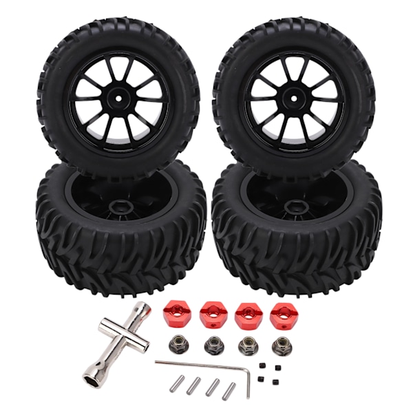 4st RC plastfälgar gummidäck med 10 ekrar set för Monster Trunk 1/8 1/10 RC Car