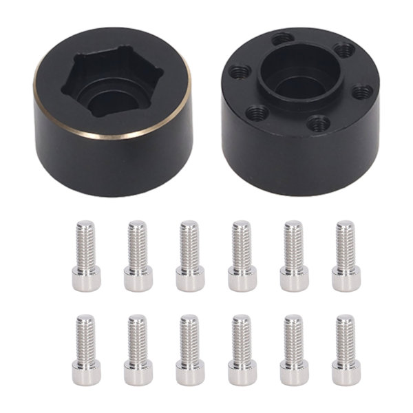 2 stk 1,9 2,2 tommers hjul Hex-nav breddeadapter Messing svart felgadapter for fjernstyrt bil 12mm / 0,5in