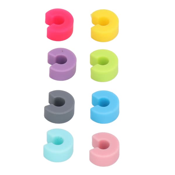 16PCS Mini Circle Silikon Vinglas Marker Cup Identifieringsring igenkänningsetikett