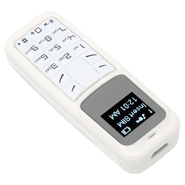 Mini Mobiltelefon Liten Mobiltelefon Bluetooth-headset Uppringare med Öronkrok Stöd SIM 0,66 tum Vit