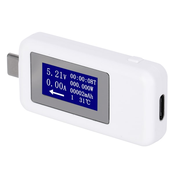 TypeC Tester Multifunktionel Dobbeltrettet Strømspænding DC Digital Voltmeter (Hvid)