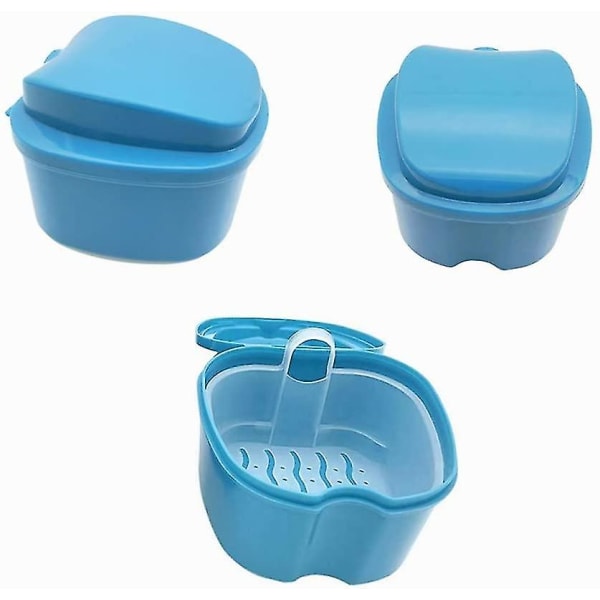Case Ortodonttinen hammaspidikelaatikko Tekohampaiden säilytyssäiliö hammasproteesien puhdistuslaatikko Blue