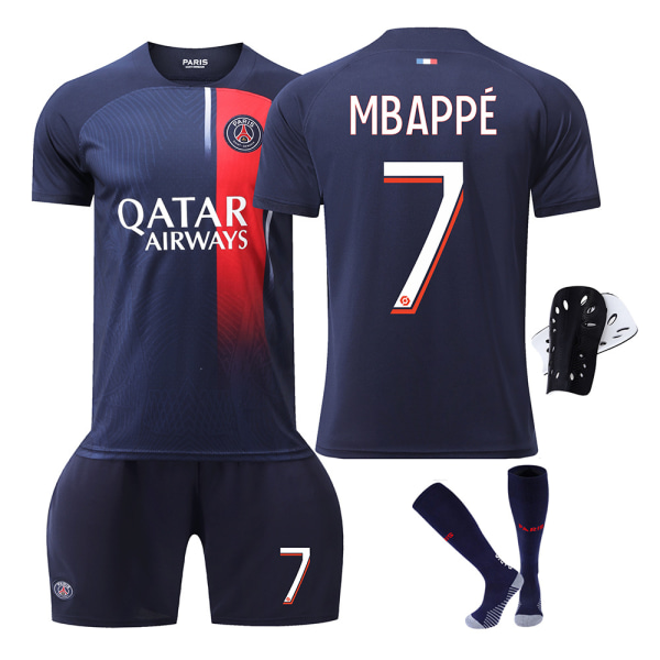 23-24 Paris hjemmefotballtrøye nr. 30 Messi 7 Mbappe 10 Neymar 99 Donnarumma ny skjorte + knebeskyttere. XXL NO.7