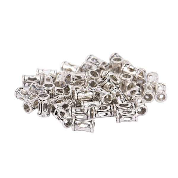 50 st Skäggpärlor Mörk Silver rörformade porösa legeringskäggpärlor Pärlpärlor DIY Handgjorda metall Spacer Beads