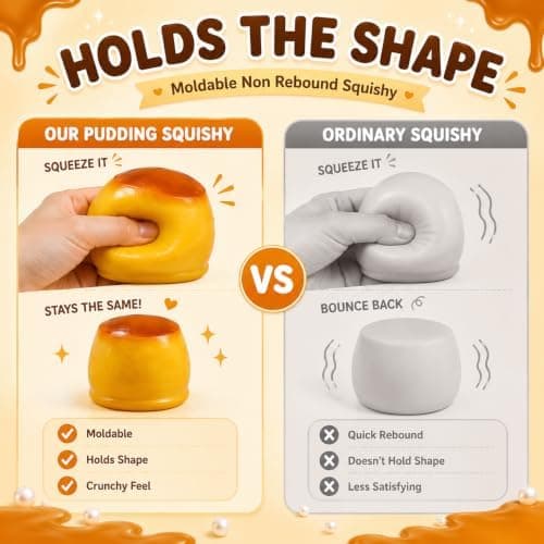 Crunchy Pudding Squishy ASMR Bead Filled Realistic Food Stress Ball Caramel Squeeze Moldable Slushy Asmr Realistic Taba Handmade Non-Rebound Pudding