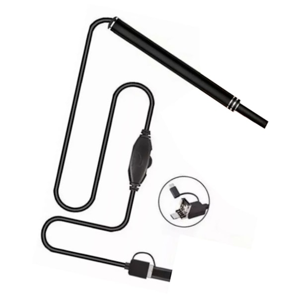 Digital Otoscope Camera Ultra Clear View 6 LED-lampor IP67 Vattentätt Ear Scope Endoskop för Android OTG Svart 5,5 mm