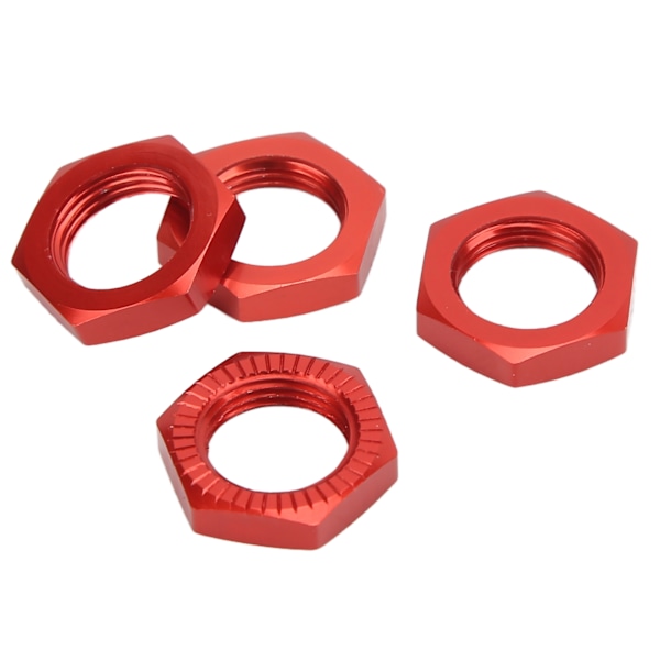 4 stk 17mm Aluminiumslegeringshjul Hex Hub Mutter for 1/8 RC Modellbil Oppgradert Tilbehør Rød