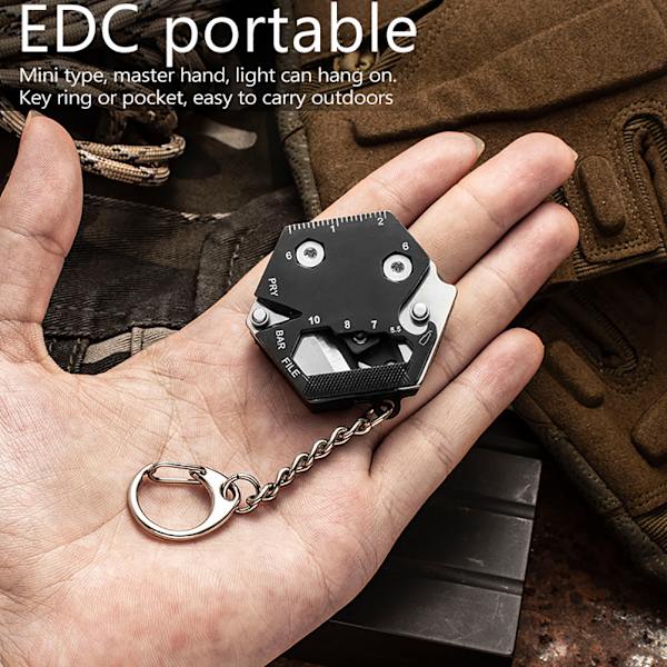 Multifunktionellt mini bärbart hopfällbart verktyg Hexagon myntverktyg Liten ficka nyckelring Hängande nyckelring Utomhus Survival Tool