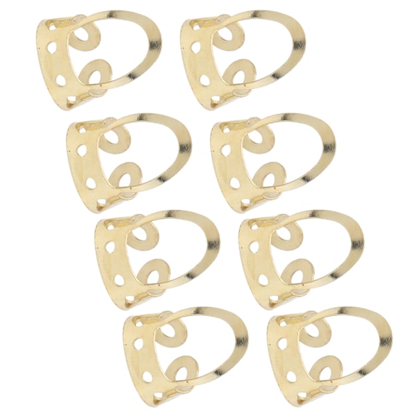 8 Styck Gitarr Finger Picks Justerbara ihåliga Rostfritt Stål Musikinstrument Tillbehör Guld