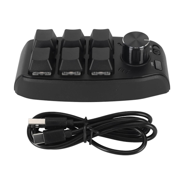 Mini Tastatur med 6 Taster og 1 Knott Rød Bryter Mekanisk Plug and Play Programmerbar Tastatur for Spill Kontor Media Kablet USB