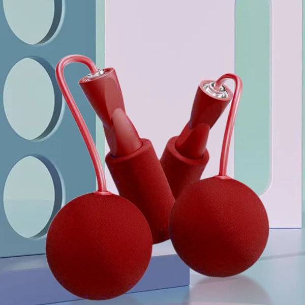 6,5 cm Trådlöst Hopprep med Tung Boll Dubbla Kullager Tyst Fitness Trådrep för Inomhus Sportövning Röd