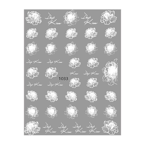 Vita Flower Nail Art Stickers, 3d självhäftande Utsökt Gradient Flowers Design Nageldekaler För Akryl Nageltillbehör, Gör-det-självhäftande Nail Decoration Nail Acc