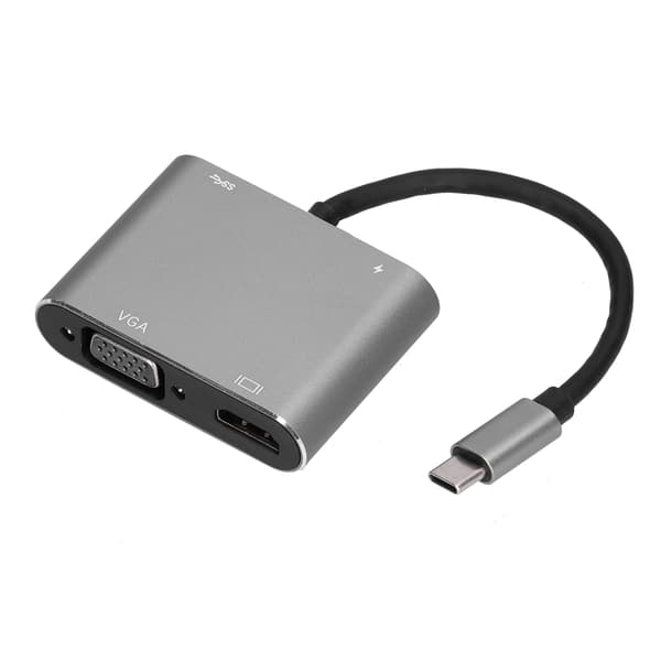 Dokkingsstasjon 4 i 1 Multi Port High-Definition Multimedia Interface Adapter Konverter for dataoverføring