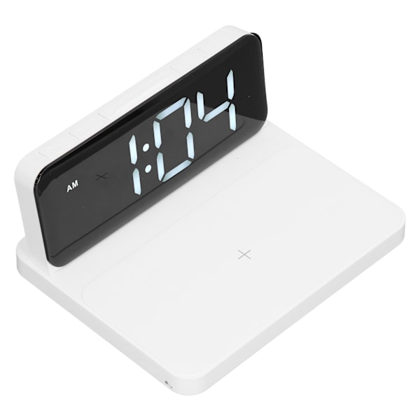 Väckarklocka Trådlös laddare Vit USB-utgångsgränssnitt Snabbladdning LED-display Justerbar volym Elektronisk utrustning
