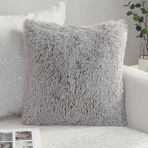 Mjuk grå plyschkuddfodral i 2-pack - 43x43 cm