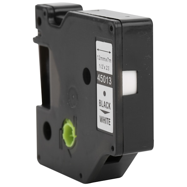 Lamineret etikettejp Etiketmaskine Farvebånd Sort på Hvid 12 mm til DYMO LM-160/280