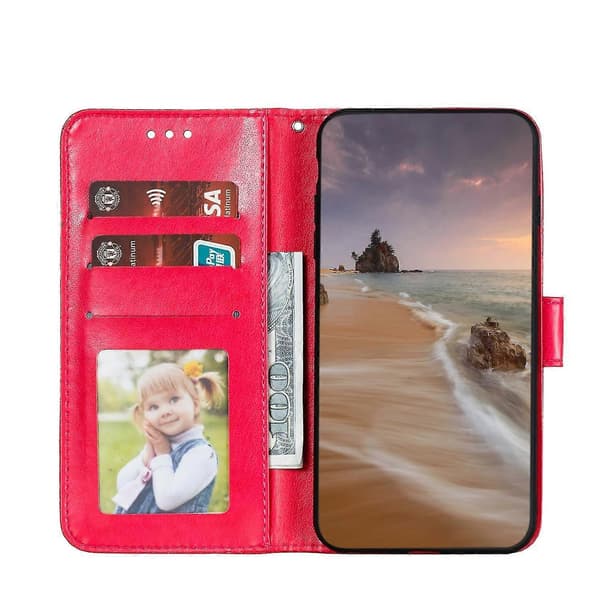 【NX】Spetsblomma Läderfodral Kompatibel med iPhone 15 Plus Red