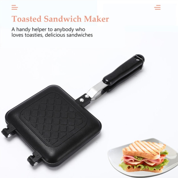 Grillet sandwichmaskine Grillet non-stick paninimaskine med isoleret håndtag Grillet ostemaskine til varm sandwichmaskine, model: sort