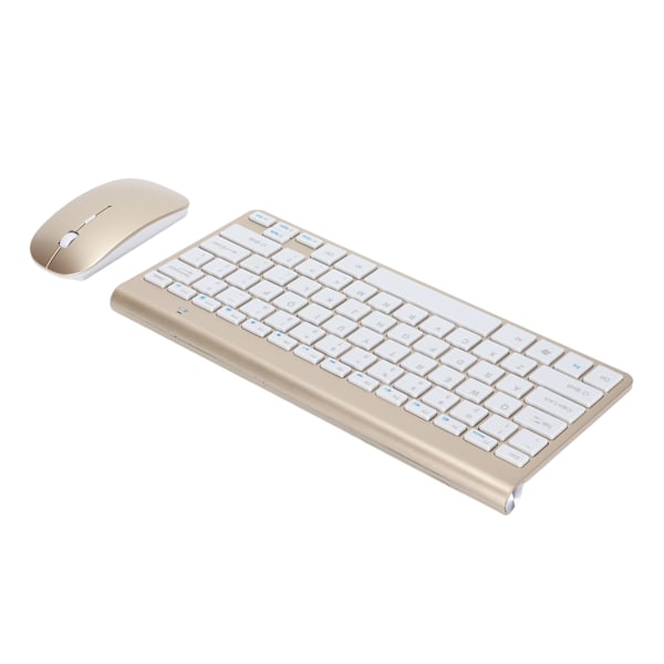 Tangentbord Mus Combo Trådlös 2.4G USB Ultraslim Bärbar Ergonomisk, slitstark tangentbord och mus för Notebook ComputerGold