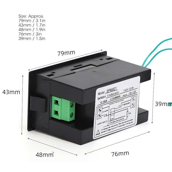 【NX】Digital AC-måler LED-display Multifunktionel voltmeter Strømenergimåler AC220V
