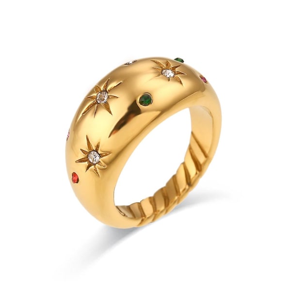 Trendig Dome Pave Colored Diamond Star Ring No.8