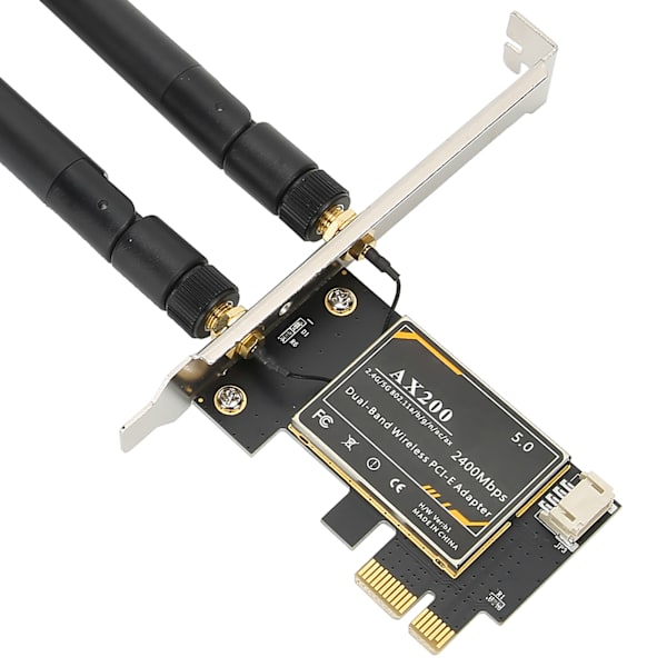 For Intel AX200 5G WiFi-kort Dobbelt bånd Bluetooth 5.1 PCIE trådløst kort med antenne for Windows 10 64bit/ for Linux PC Desktop
