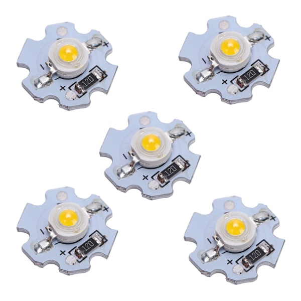 25 stk 0,5W 5V Høy effekt LED-lampe Bead Lyskilde Chip med aluminiumplate Varmt hvitt lys: 3000–3200K