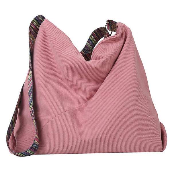 Corduroy Crossbody Tote Bag for kvinner, Casual skulder Tote Bag Stor kapasitet Shopping Crossbody Bag Pink