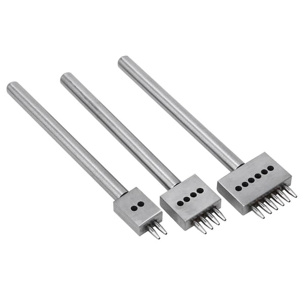 3 stk. pinnmeisel sølvverktøystål 2/4/6 pinner DIY håndlaget lærhullstanser (5 mm)