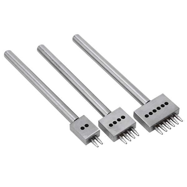 3 stk. stiftmejsel sølv værktøjsstål 2/4/6 stifter DIY håndlavede læderhulstansere (5 mm)