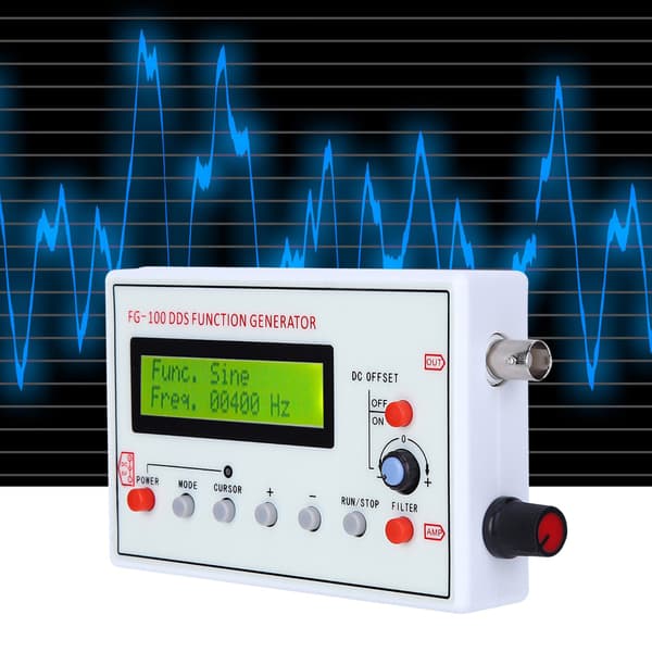 FG-100 DDS Funksjonsgenerator Sinusfrekvens 1HZ-500KHz Teller Signalkilde Generatormåler